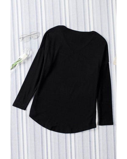 Azura Exchange V Neck Long Sleeve Knit Top - S