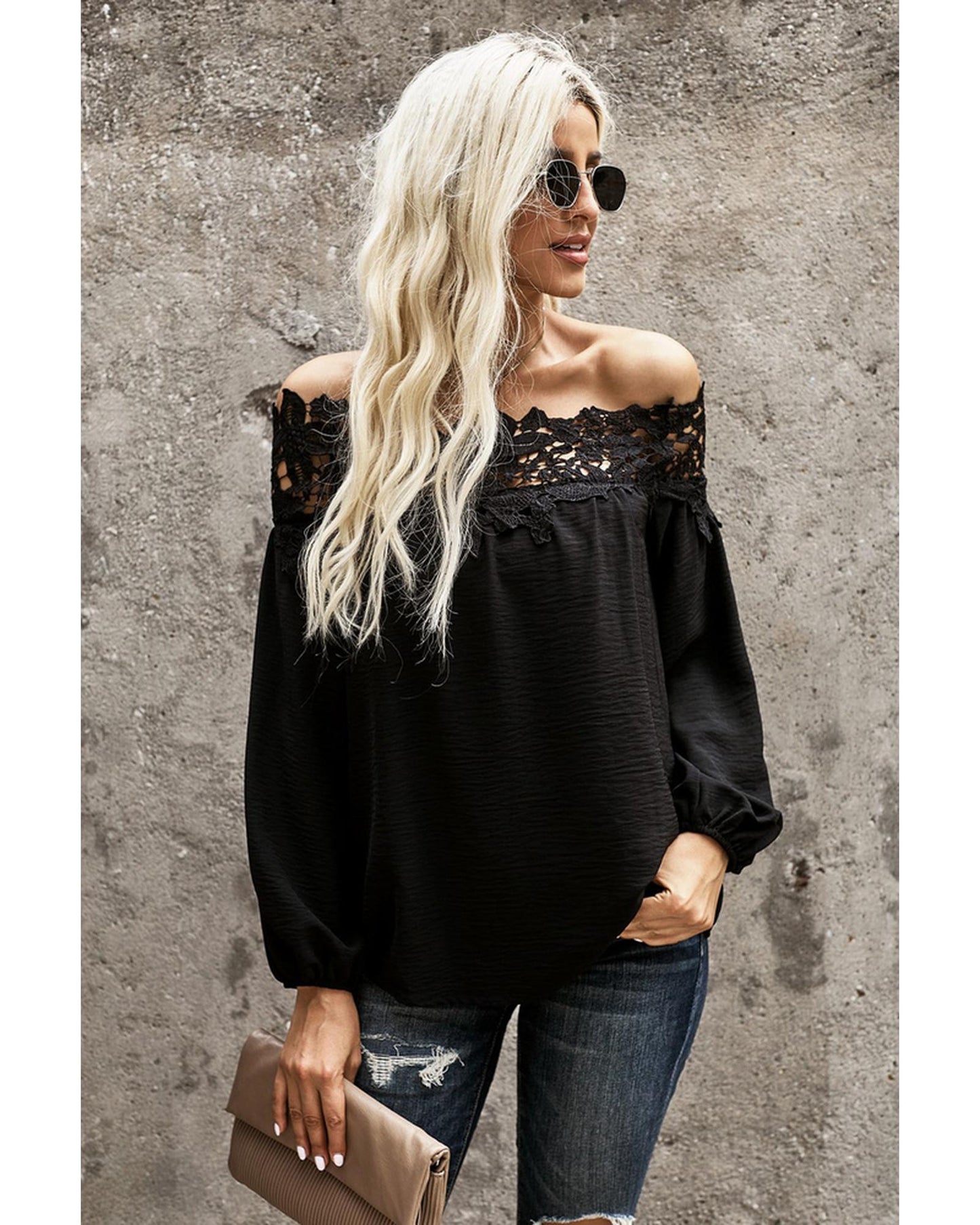 Azura Exchange Lace Off The Shoulder Top - L