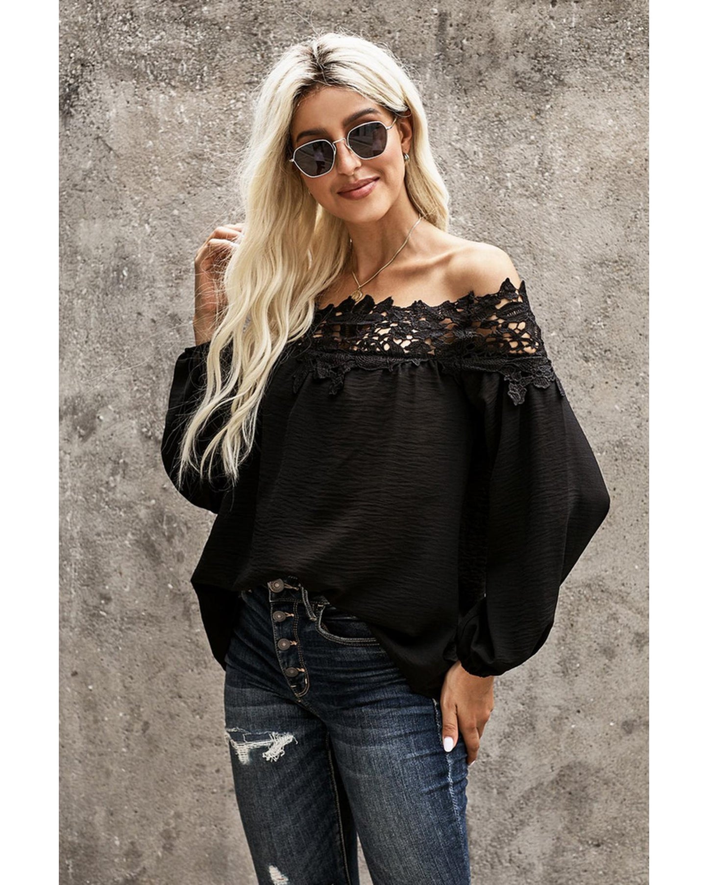 Azura Exchange Lace Off The Shoulder Top - XL