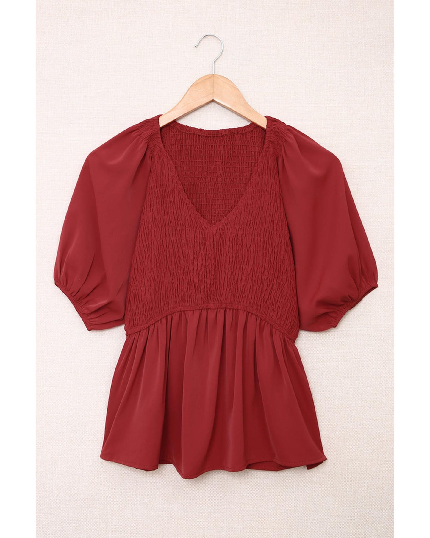 Azura Exchange Puff Sleeve Smocked Top - L