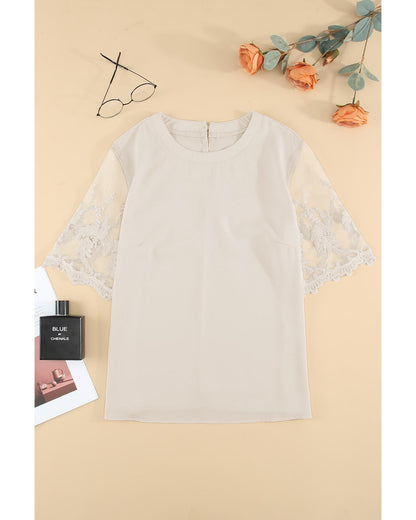 Azura Exchange Lace Sleeve Patchwork Top - M