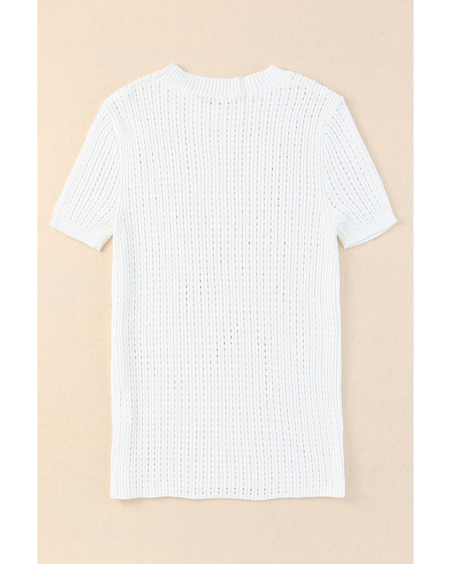 Azura Exchange Knitted Hollow-out Short Sleeve T Shirt - XL