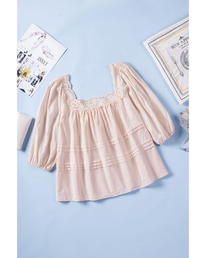 Azura Exchange Puff Sleeve Eyelet Babydoll Blouse - 2XL