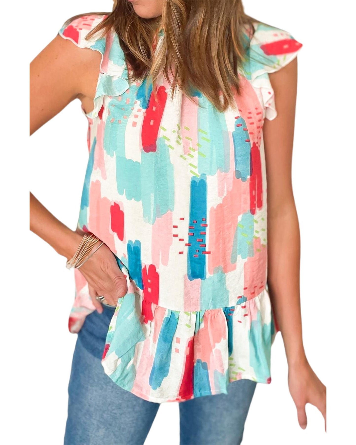 Azura Exchange Ruffled Mock Neck Top - XL