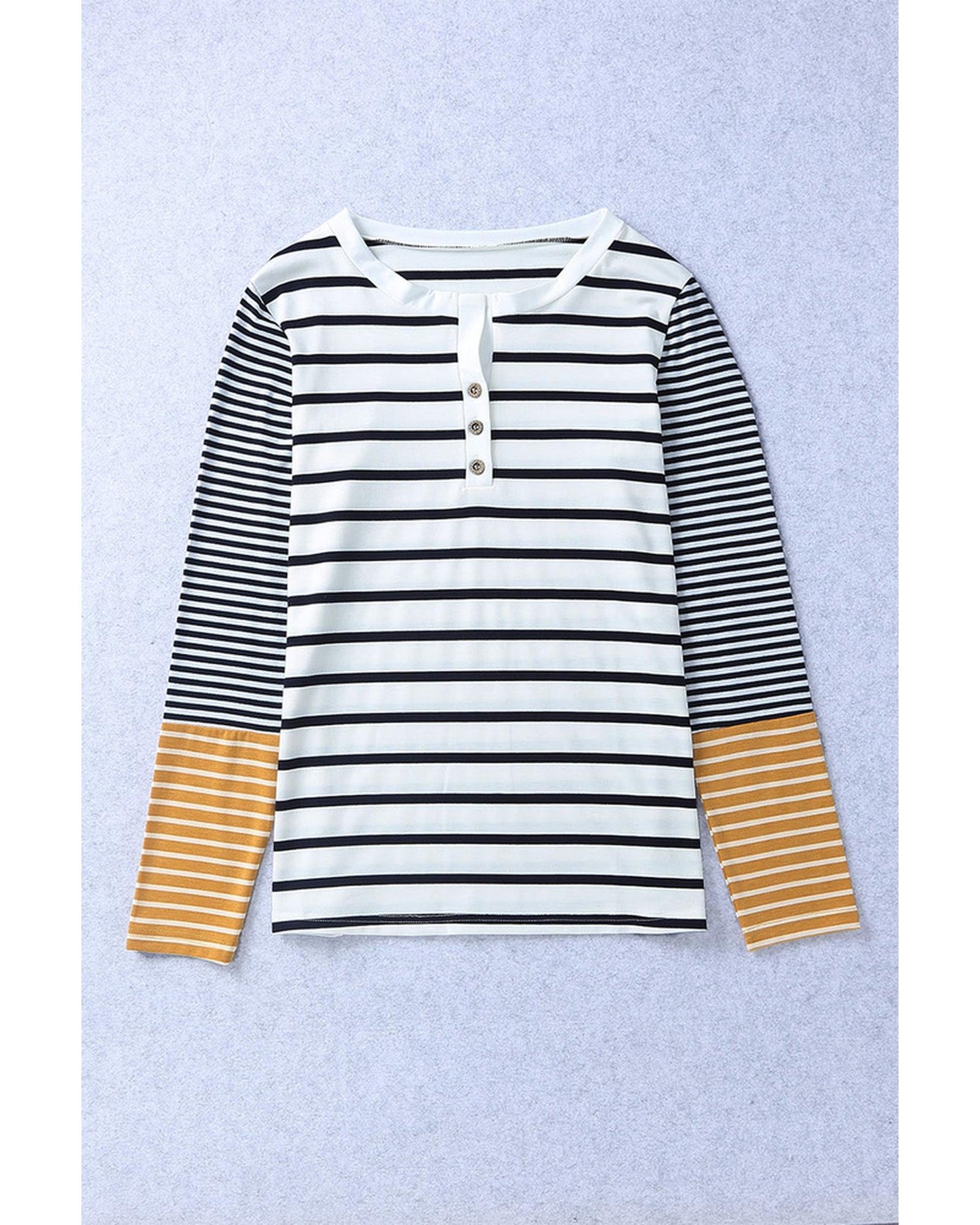 Azura Exchange Stripe Button Henley Top - XL