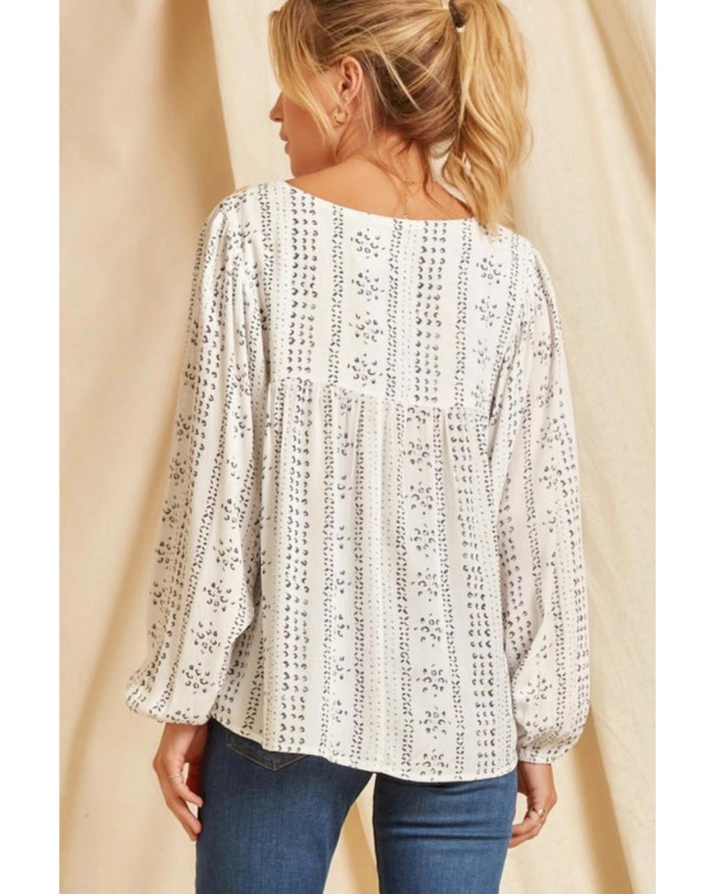 Azura Exchange Long Sleeve Embroidered Print Blouse - S