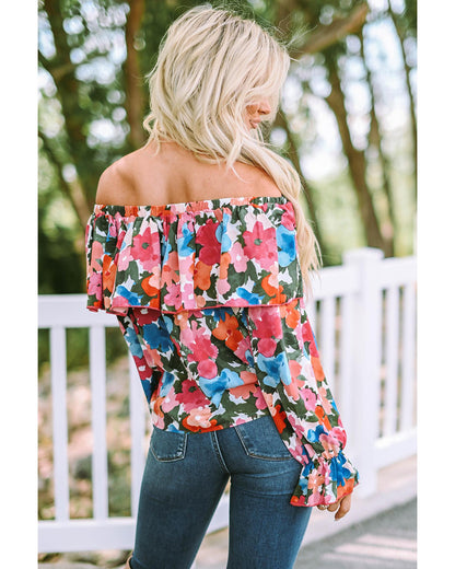 Azura Exchange Floral Print Off Shoulder Blouse - L