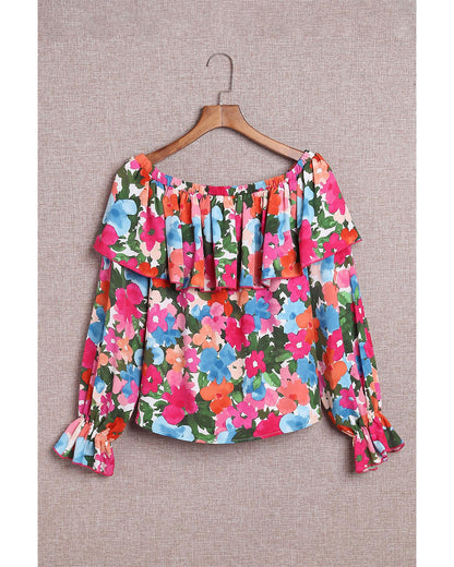 Azura Exchange Floral Print Off Shoulder Blouse - L