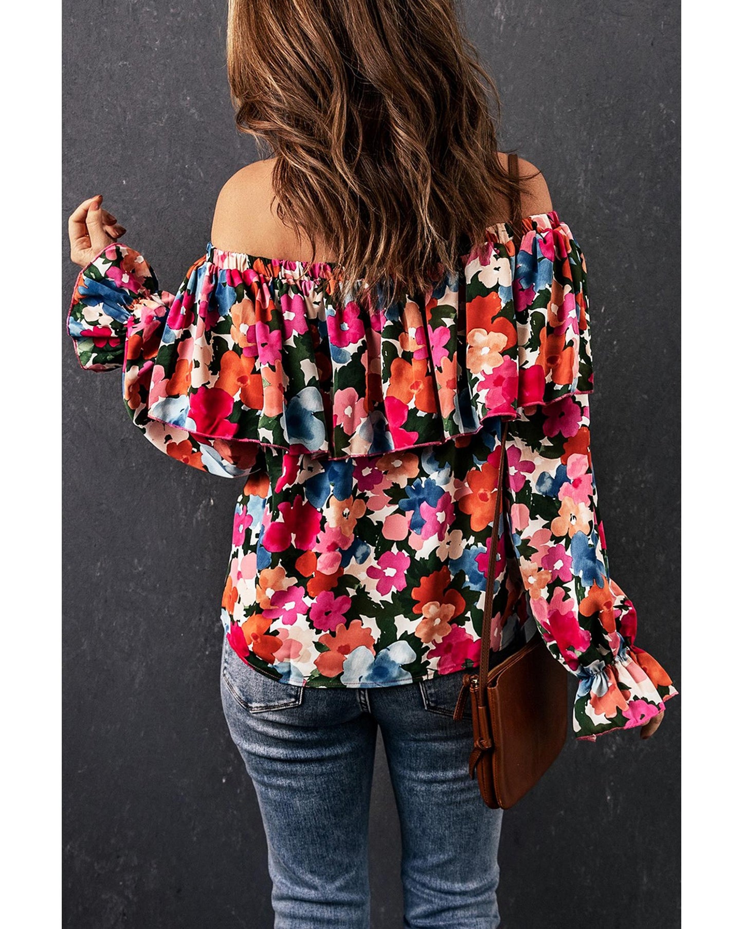 Azura Exchange Floral Print Off Shoulder Blouse - XL