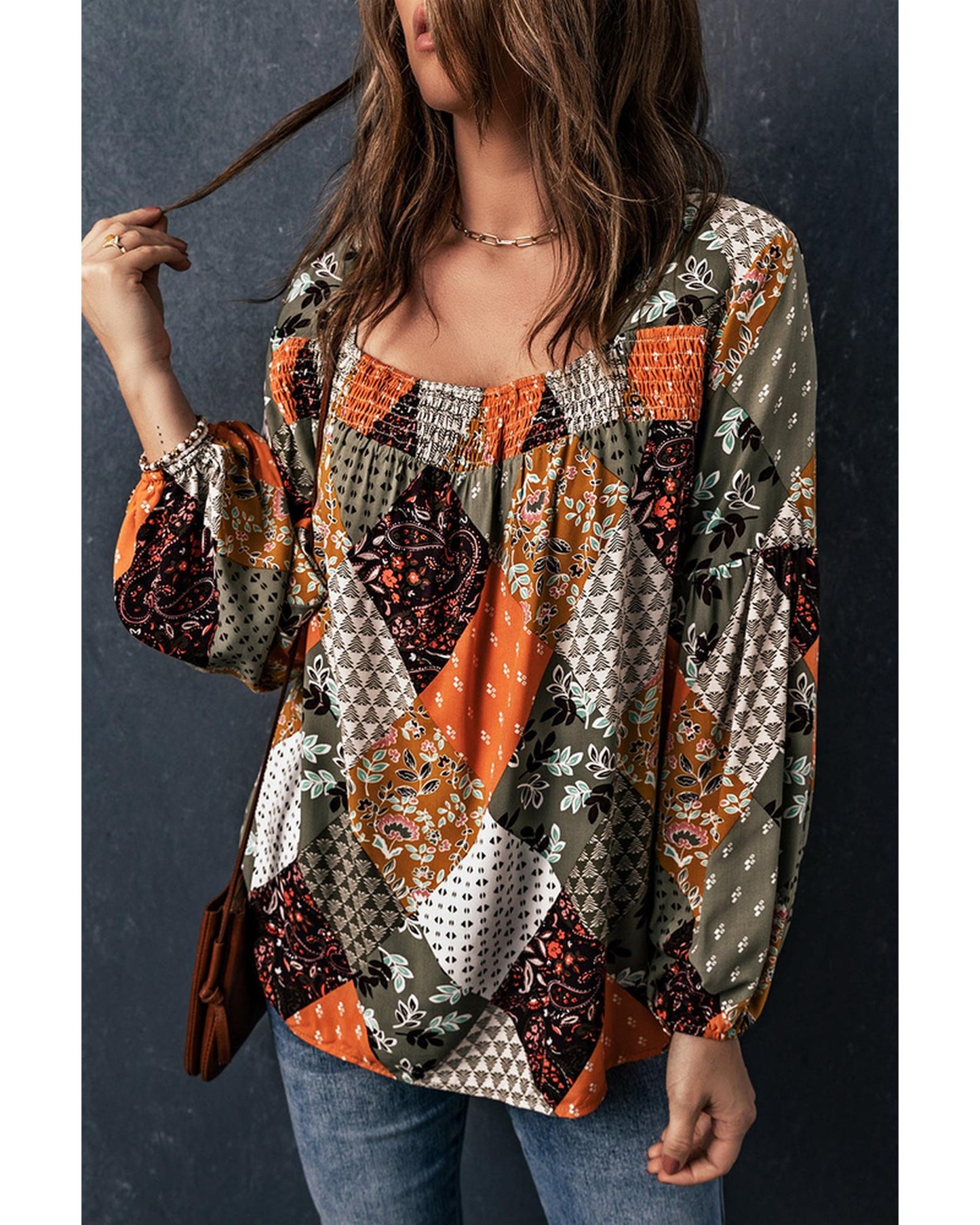 Azura Exchange Mixed Print Blouse - M