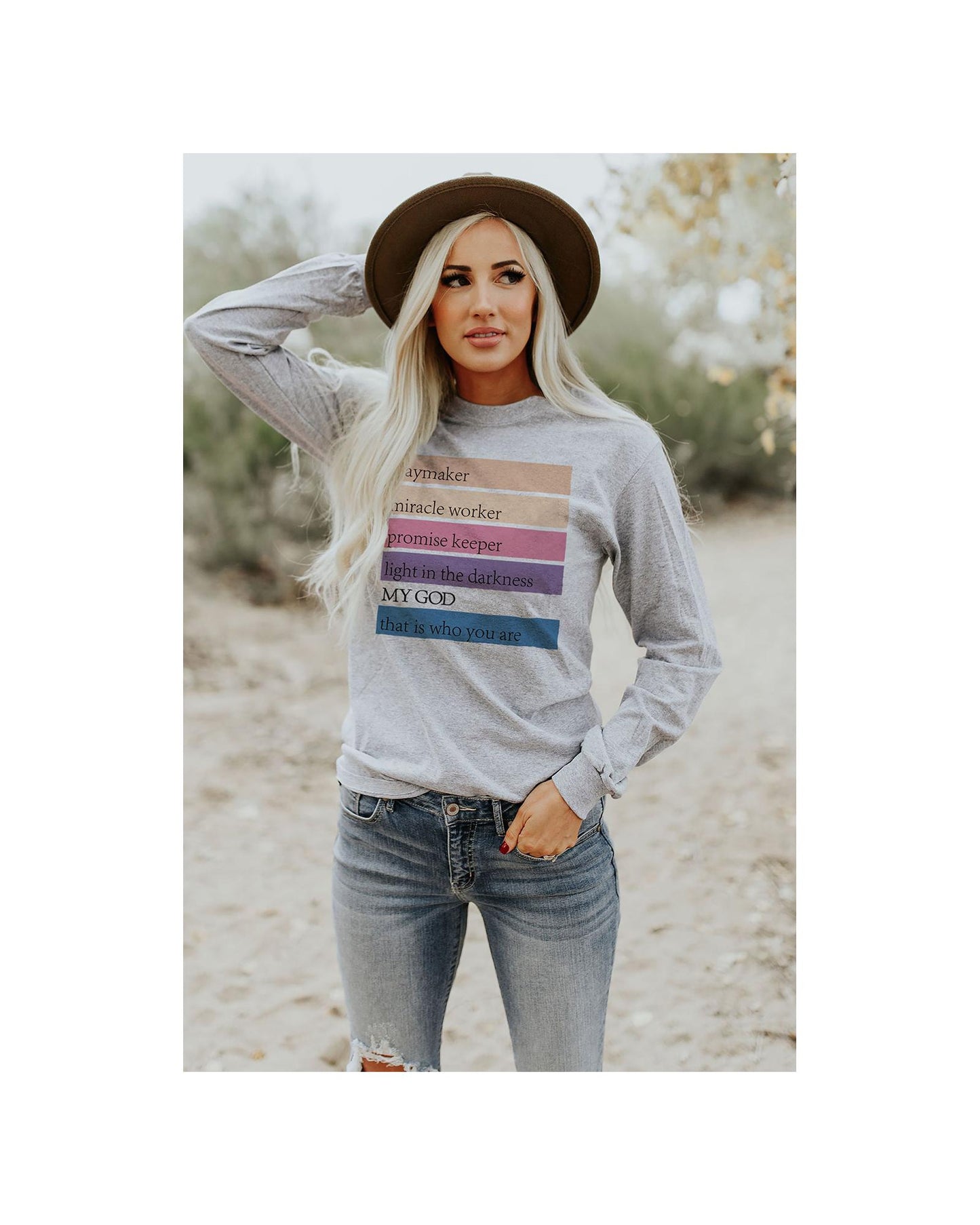 Azura Exchange Positive Words Print Long Sleeve Top - S