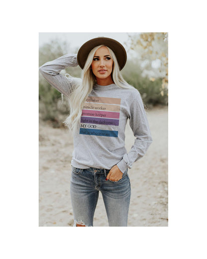 Azura Exchange Positive Words Print Long Sleeve Top - S