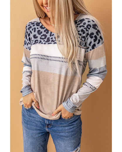 Azura Exchange Leopard Print V-Neck Top - S