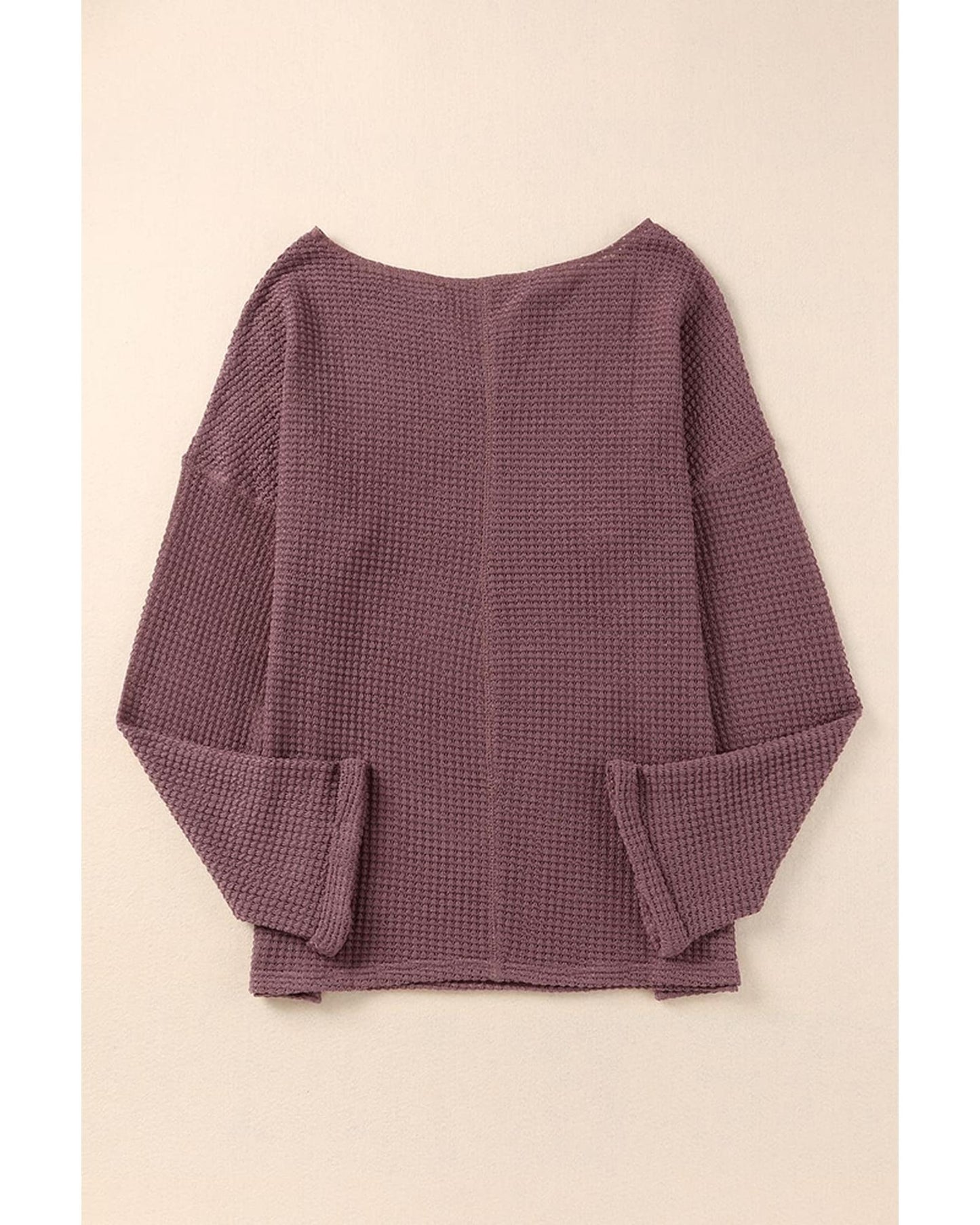 Azura Exchange Loose Waffle Knit Long Sleeve Top - S