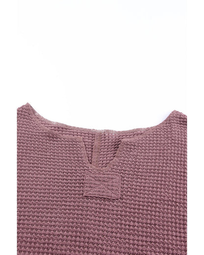 Azura Exchange Loose Waffle Knit Long Sleeve Top - XL