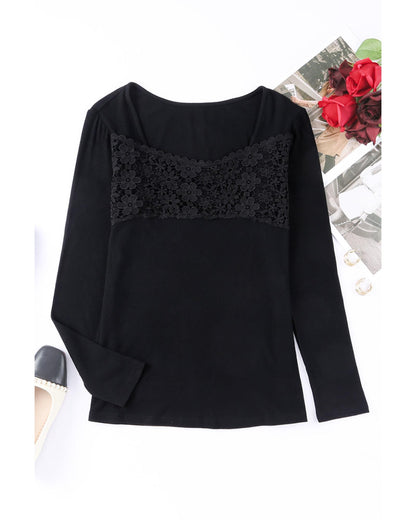 Azura Exchange Lace Crochet V Neck Top - M