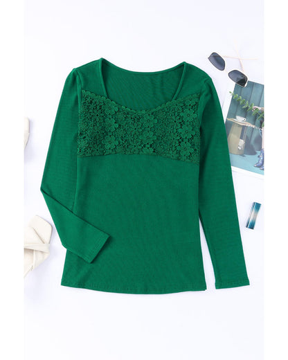 Azura Exchange Lace Crochet V Neck Top - L