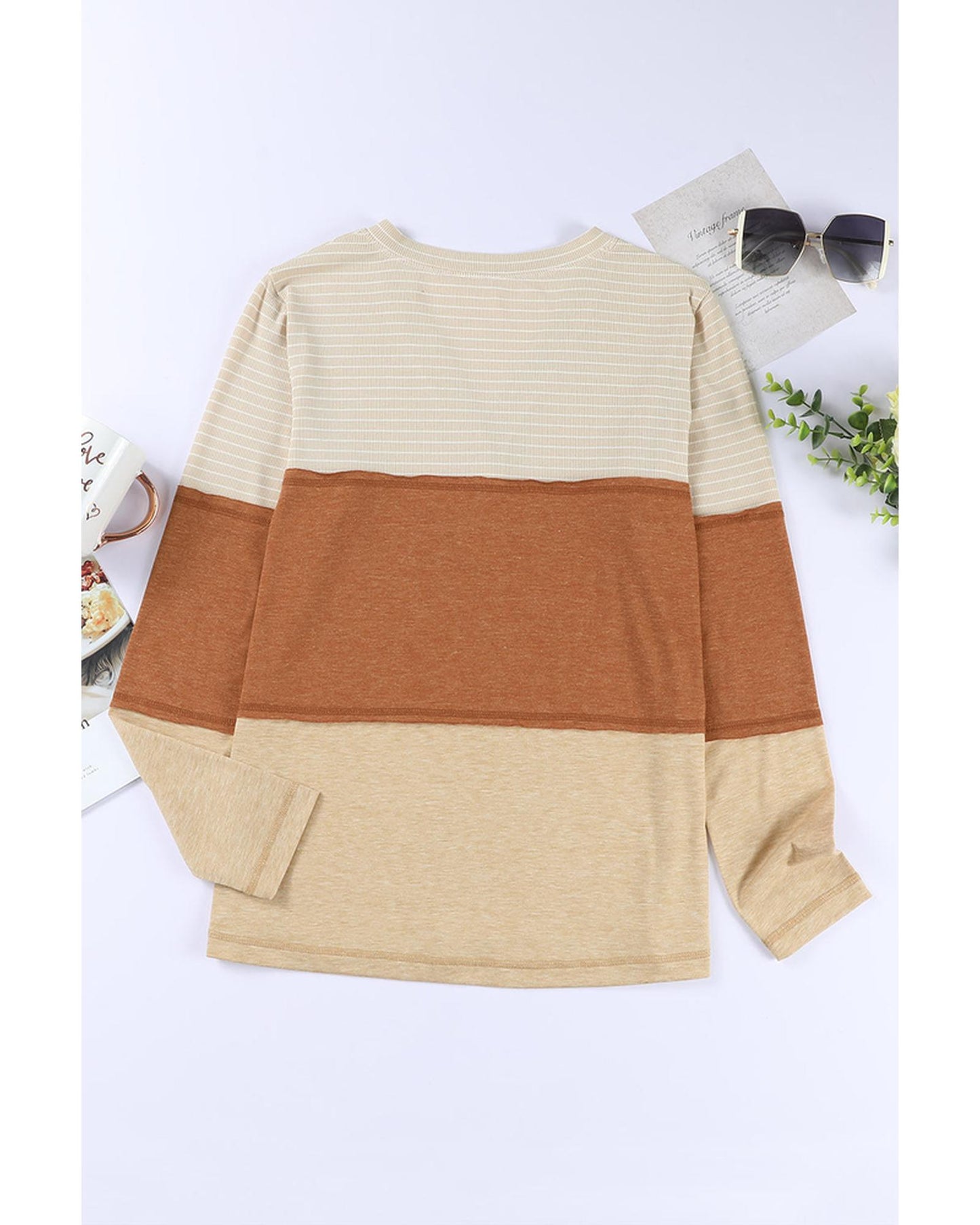 Azura Exchange Color Block Henley Top - L