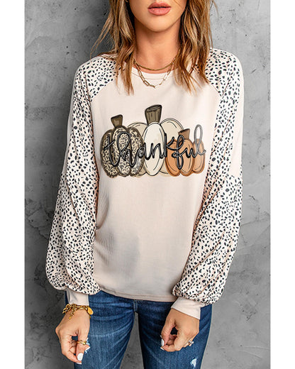 Azura Exchange Thankful Leopard Print Long Sleeve Top - 2XL