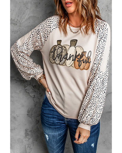 Azura Exchange Thankful Leopard Print Long Sleeve Top - L