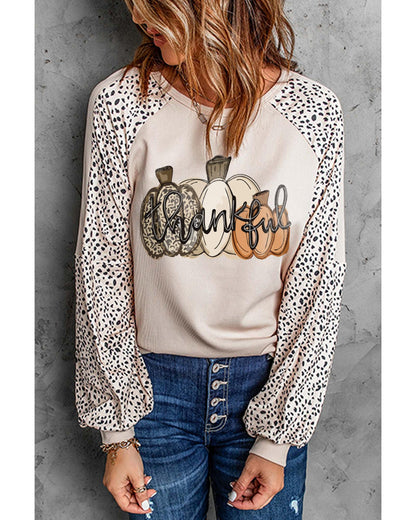 Azura Exchange Thankful Leopard Print Long Sleeve Top - L