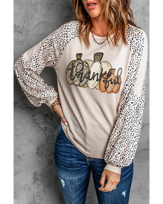 Azura Exchange Thankful Leopard Print Long Sleeve Top - XL