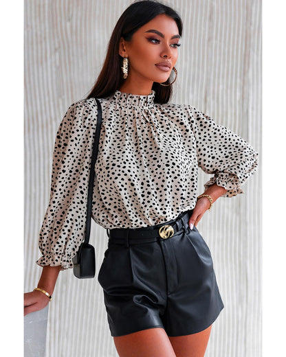 Azura Exchange Frilled Neck Cheetah Blouse - XL