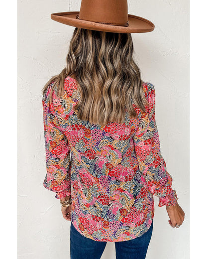 Azura Exchange Floral Puff Sleeve Blouse - L