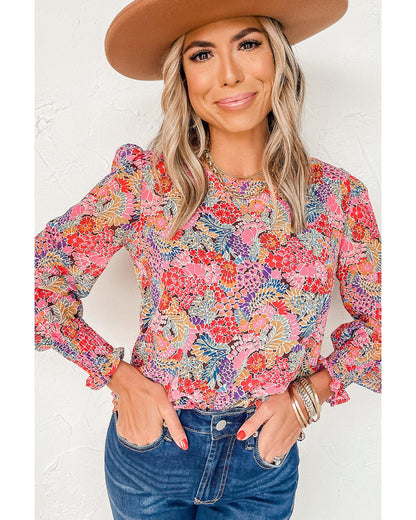 Azura Exchange Floral Puff Sleeve Blouse - XL