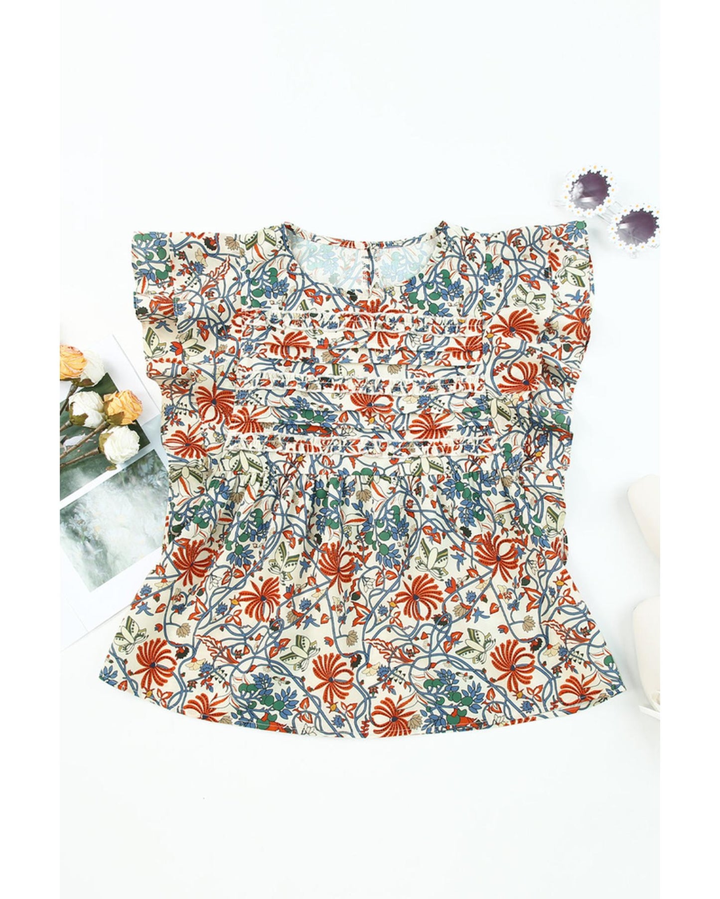 Azura Exchange Vintage Floral Sleeveless Tank Top - S