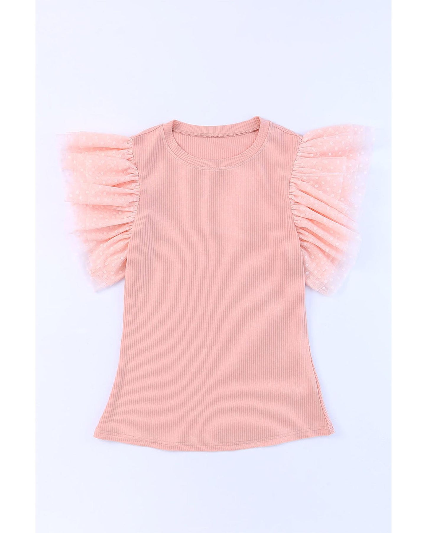 Azura Exchange Ruffle Sleeve Ribbed Knit Top - M