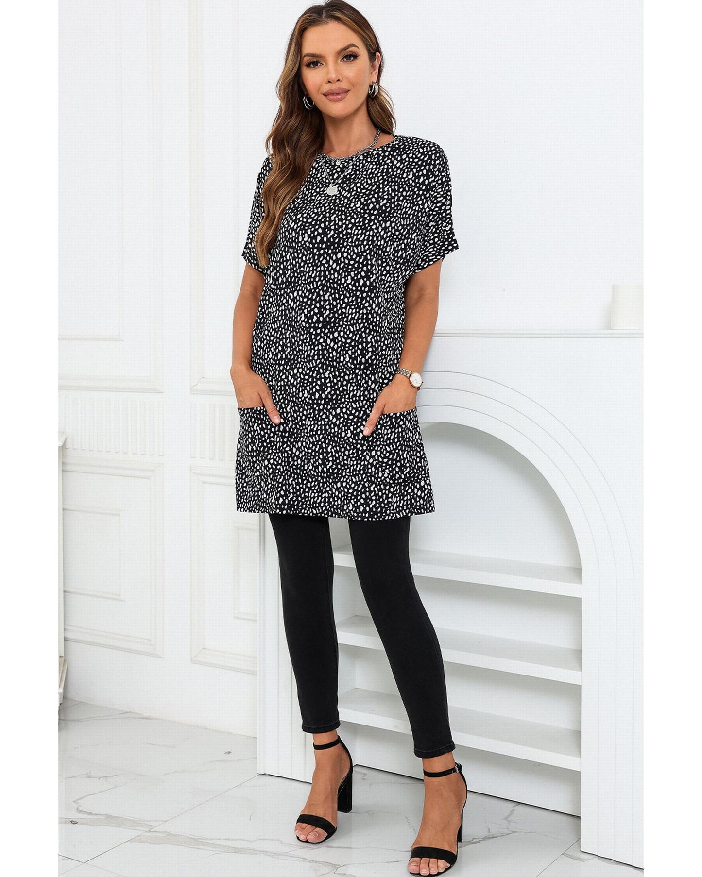 Azura Exchange Leopard Print Tunic Top - M