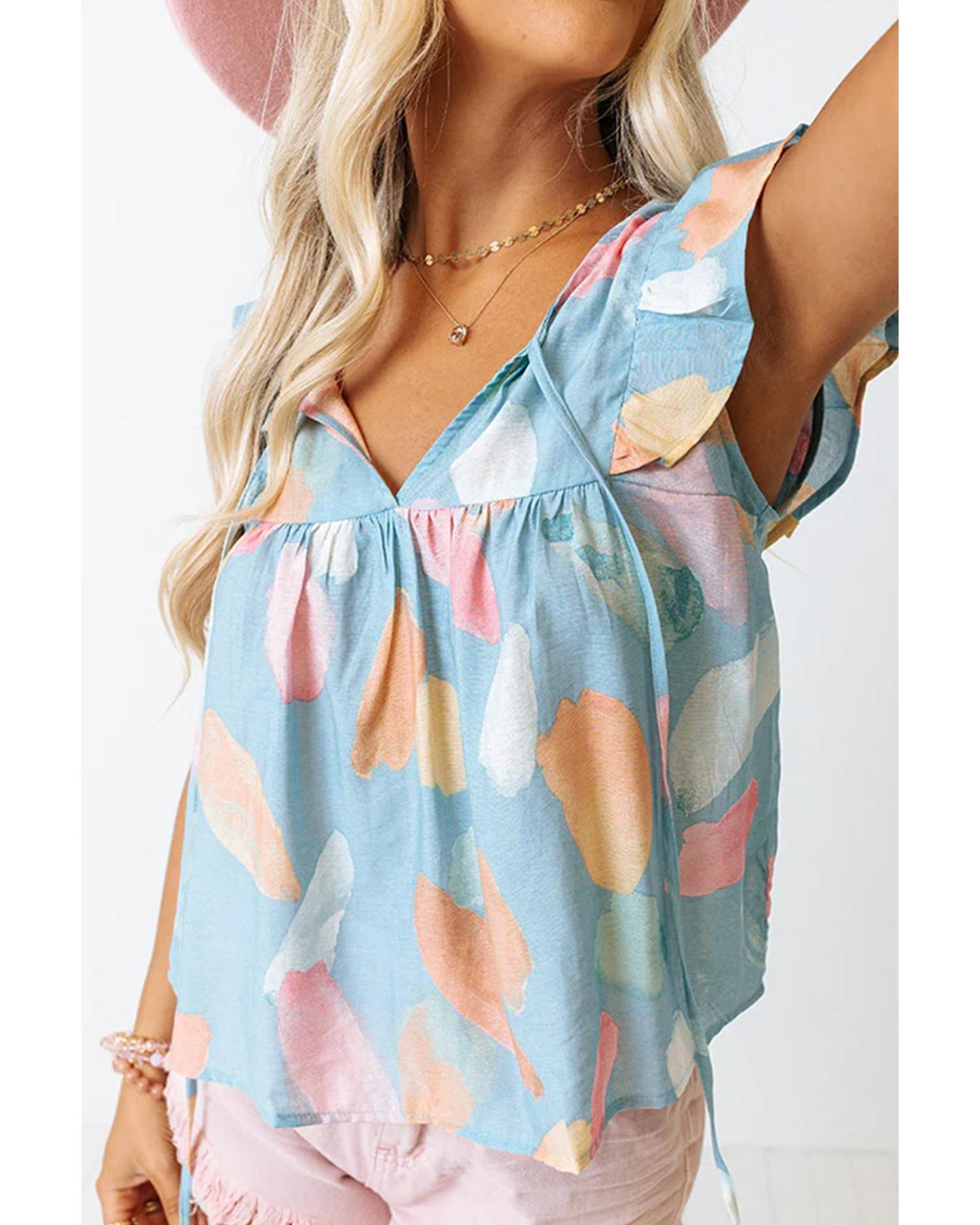 Azura Exchange Ruffled Cap Sleeve Shift Top - L