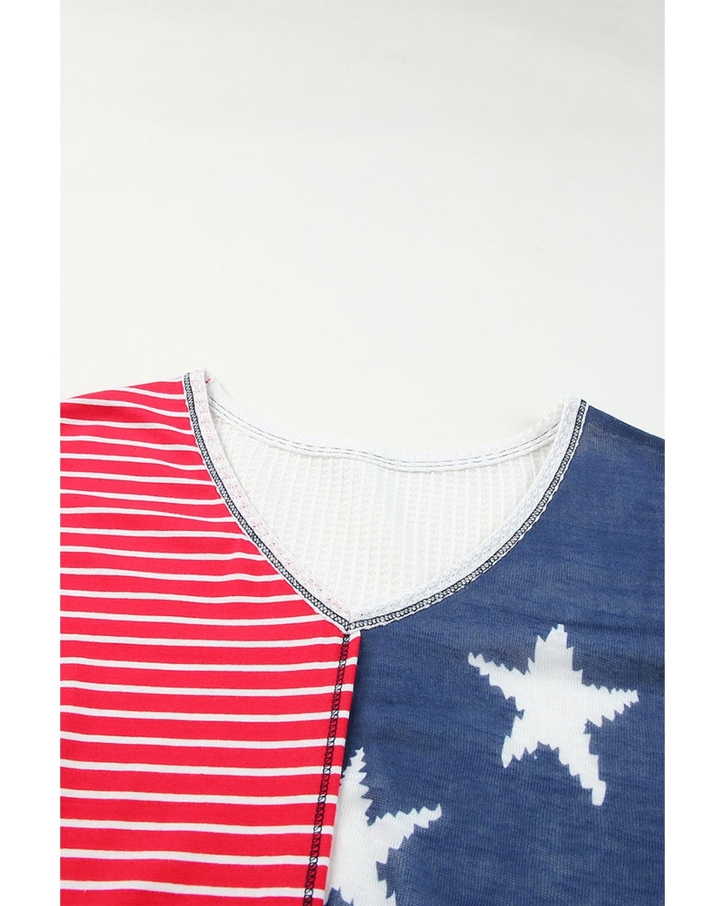 Azura Exchange Striped Star Print Knit Short Sleeve Top - M