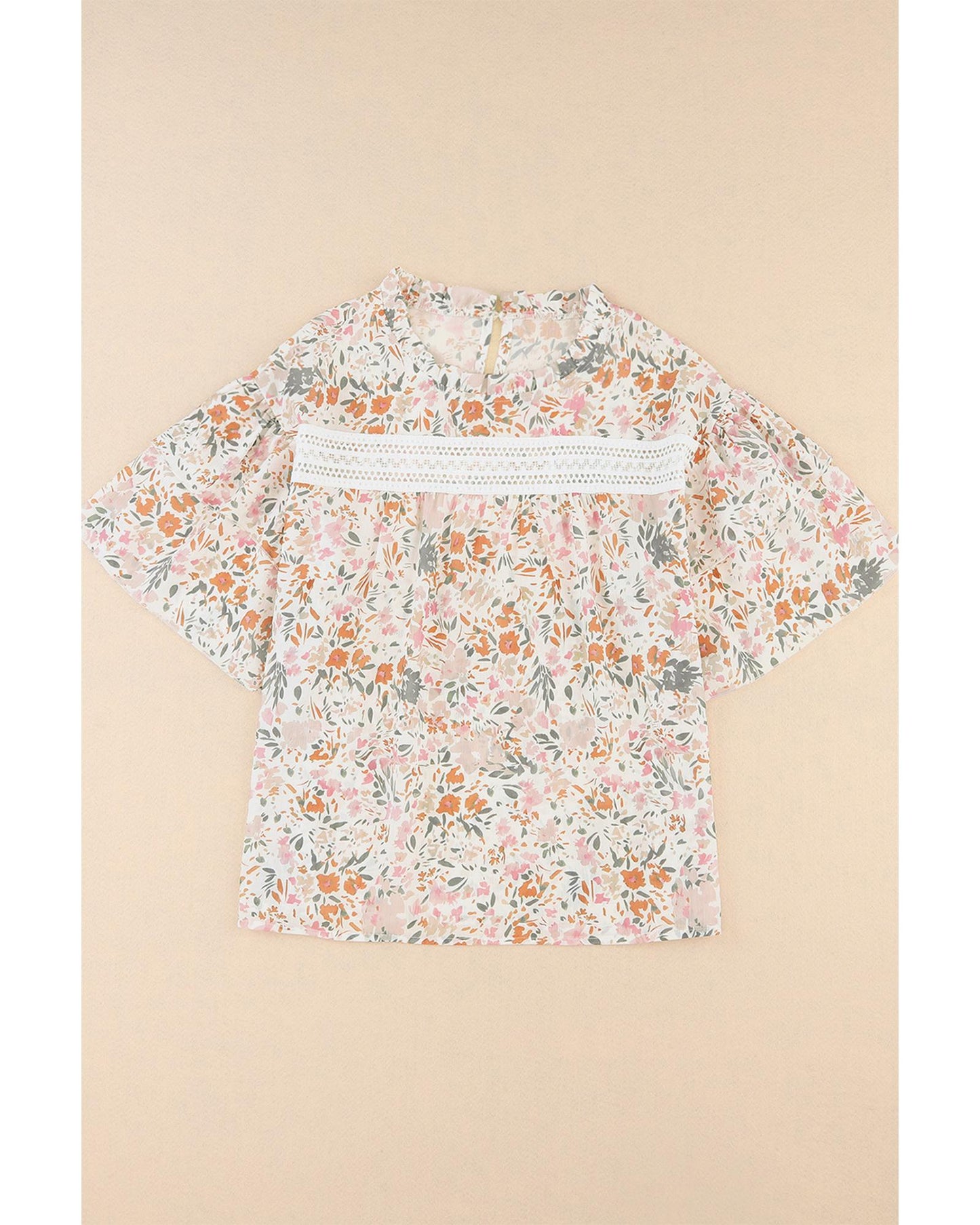 Azura Exchange Floral Print Wide Ruffle Sleeves Blouse - M