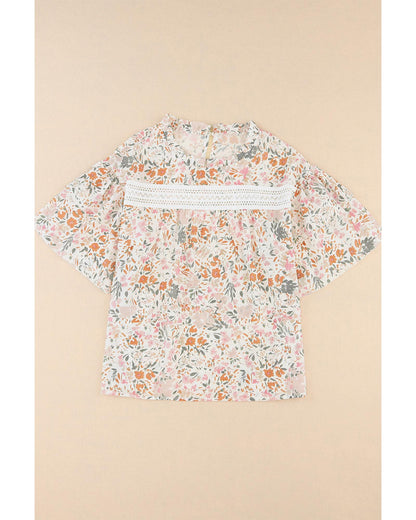 Azura Exchange Floral Print Wide Ruffle Sleeves Blouse - M