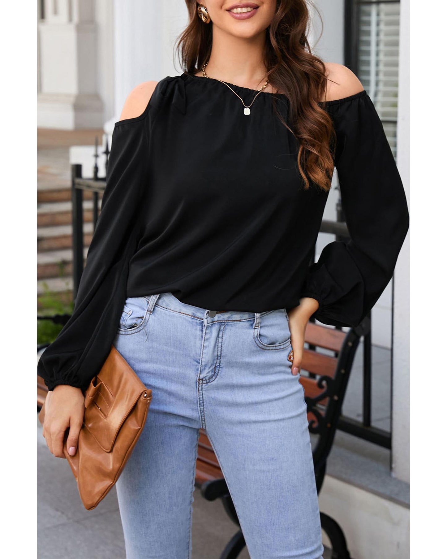 Azura Exchange Asymmetric Off Shoulder Blouse - L