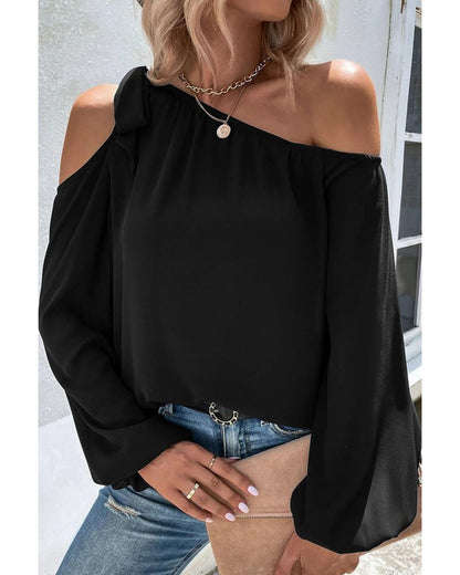 Azura Exchange Asymmetric Off Shoulder Blouse - M