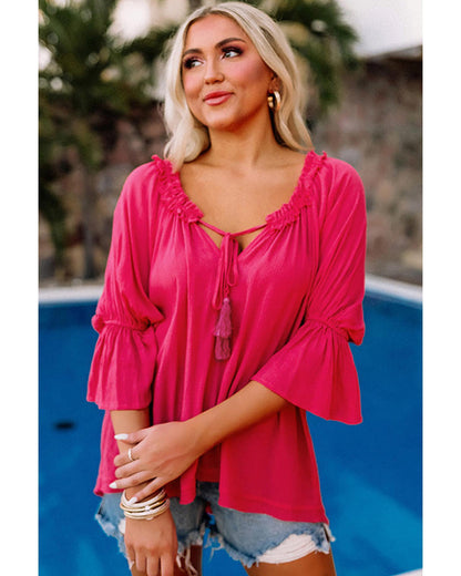 Azura Exchange Frilled Ruffled Sleeve Shift Top - M