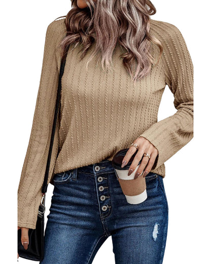 Azura Exchange Ribbed Knit Long Sleeve Top - S