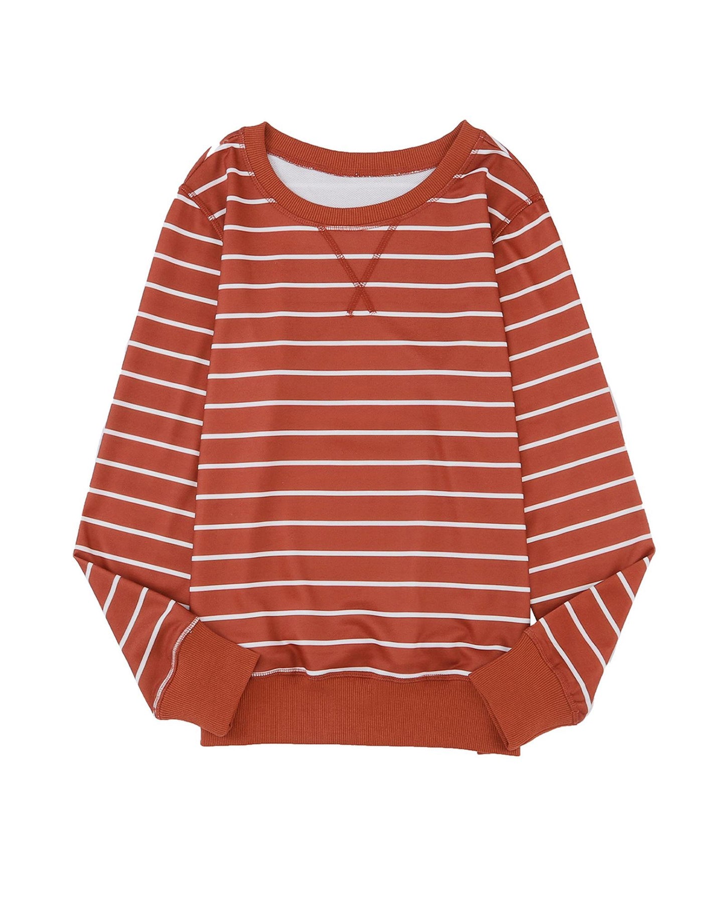 Azura Exchange Striped Print Ribbed Trim Top - L