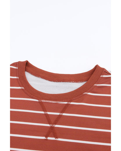 Azura Exchange Striped Print Ribbed Trim Top - M