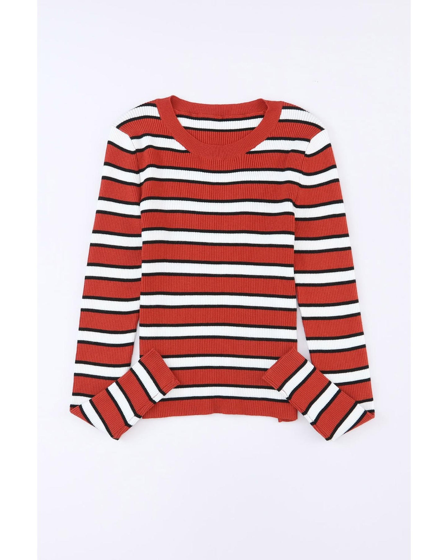 Azura Exchange Striped Ribbed Knit Slim Fit Top - S