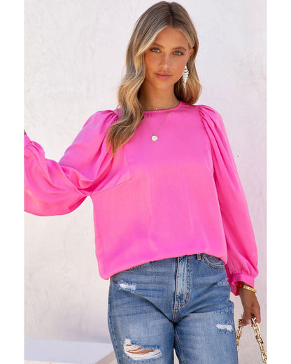 Azura Exchange Puff Sleeve Crewneck Blouse - L