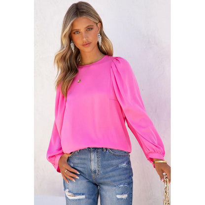 Azura Exchange Puff Sleeve Crewneck Blouse - L