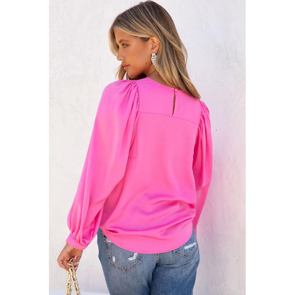 Azura Exchange Puff Sleeve Crewneck Blouse - XL