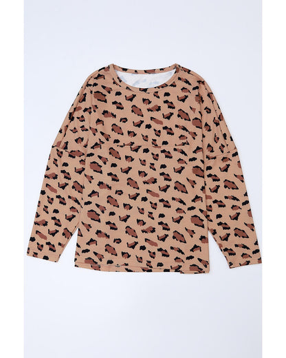 Azura Exchange Animal Print Stitching Loose Long Sleeve Top - S