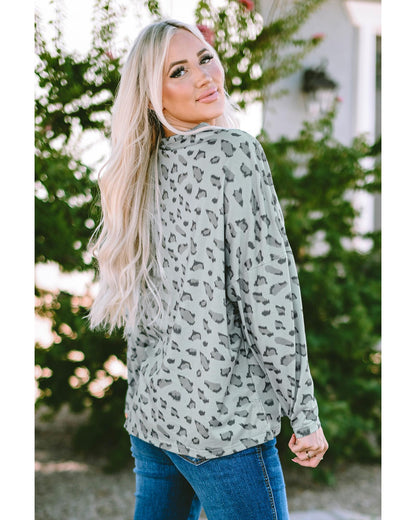 Azura Exchange Animal Print Stitching Loose Long Sleeve Top - L