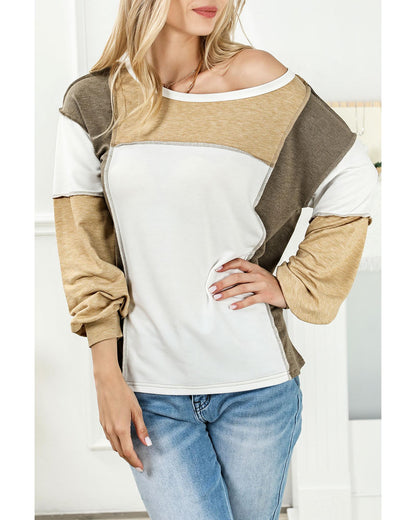 Azura Exchange Exposed Seam Color Block Patchwork Top - L