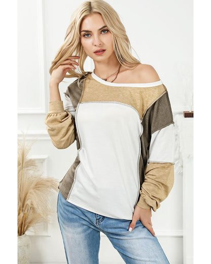 Azura Exchange Exposed Seam Color Block Patchwork Top - L